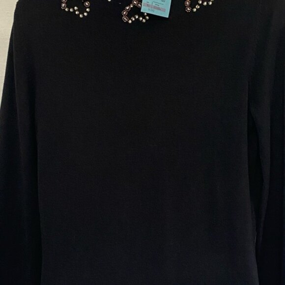 DD-70 BCBG MaxAzria NWT Black Beaded & Rhinestone Long Sleeve Cardigan Size M - Picture 8 of 15